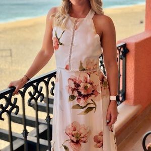 Floral Maxi Dress with Keyhole Tie Back